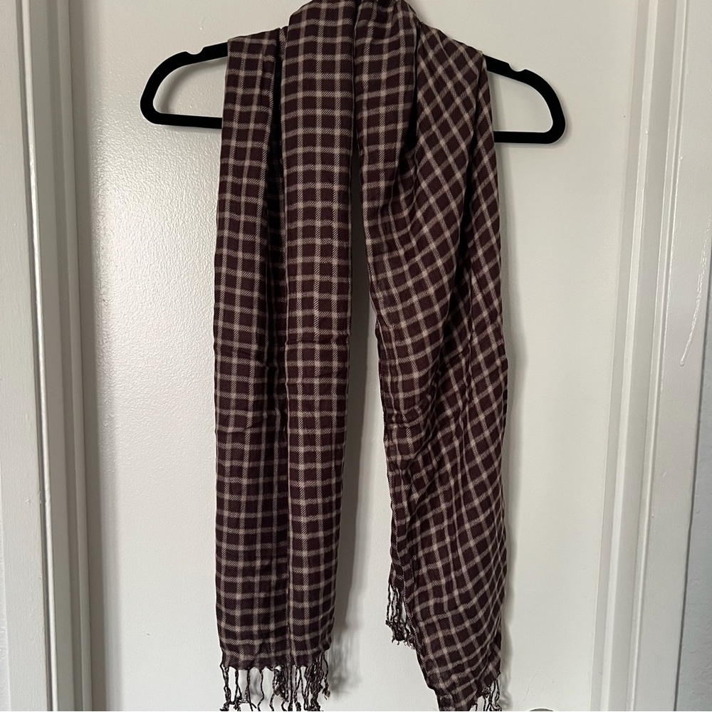 Echo Brown and Cream Checked Scarf
